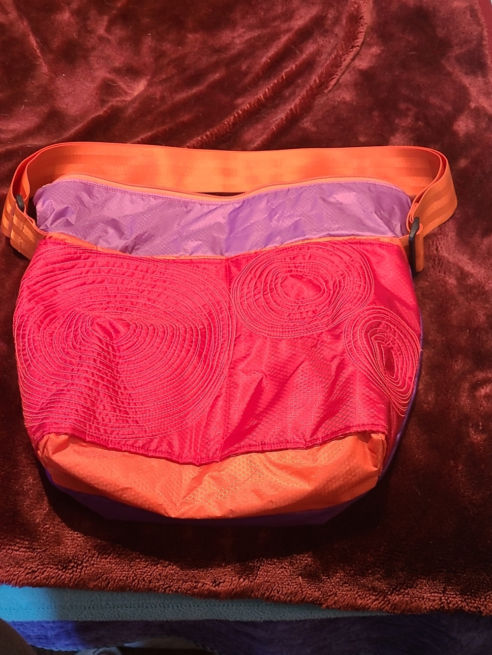 NWOT - Red, Orange & Purple Crossbody with Adjustable Red Interior and Strap